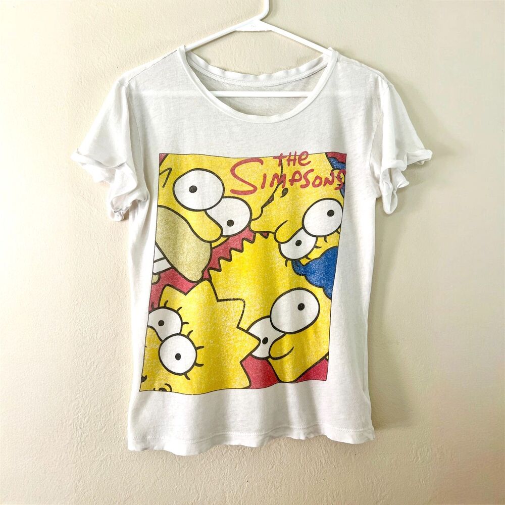 The Simpsons Big Four Family Portrait 100% Cotton 2010 Era Baby Tee Women's S/M